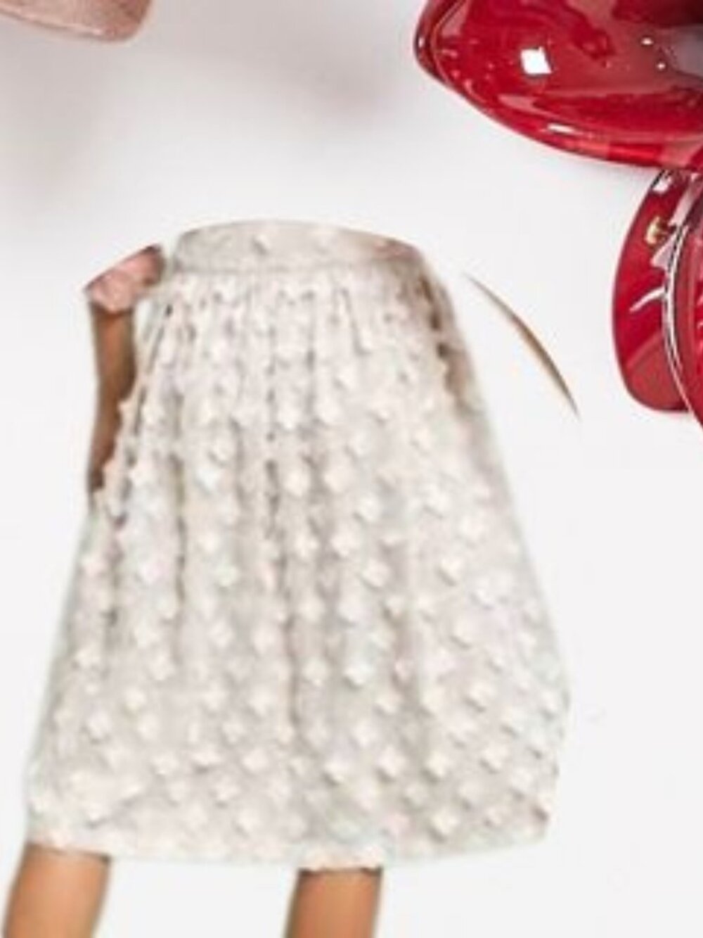 OnTwelfth Textured Midi Skirt Medium Cream Anthropologie-Style Boho NWT